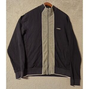 Z Zegna Mens Navy Blue Grey Full Zip Track Jacket Stretch Men's Size Medium